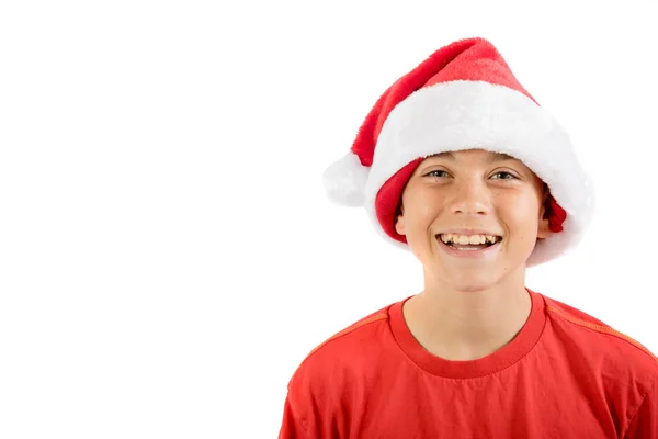 Feliz adolescente con un sombrero de Navidad —  Fotos de Stock