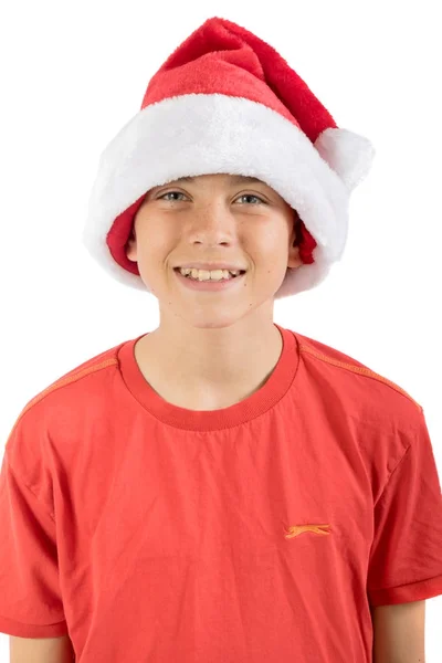 Feliz adolescente con un sombrero de Navidad —  Fotos de Stock