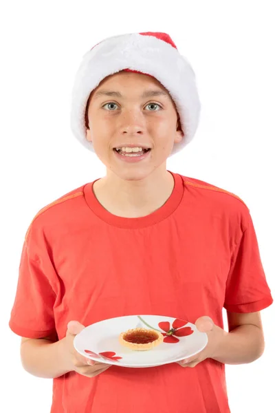 Хлопчик-підліток ізольований на білому тлі з джемом — стокове фото