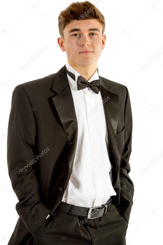 18 year old wearing a tuxedo