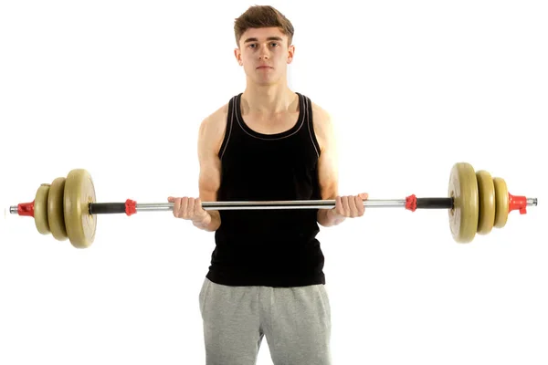 18-jarige tiener oefenen met gewichten — Stockfoto
