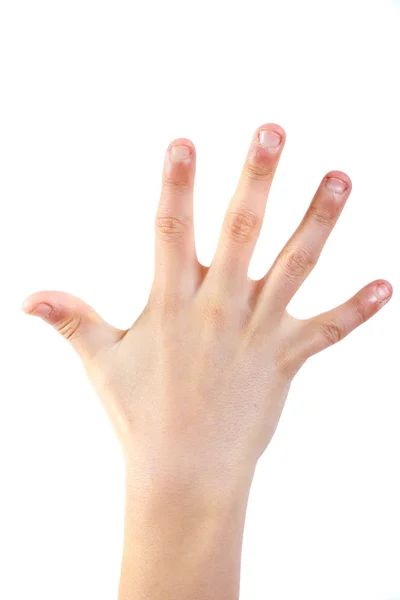 Jeune adolescent caucasien gros plan des mains — Photo
