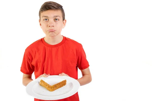 Kavkazské dospívající chlapec s sendvič — Stock fotografie