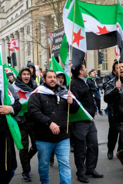 Suriye Cumhurbaşkanı Esad protestocular Londra'nın merkezinde Mart.