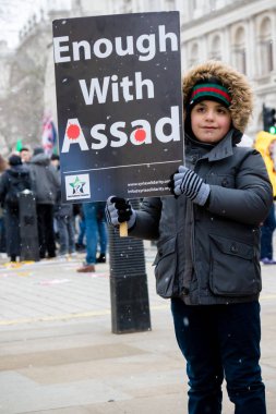 Suriye Cumhurbaşkanı Esad protestocular Londra'nın merkezinde Mart.