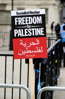 Downing Street dışında merkezi Londra'da Protestocular