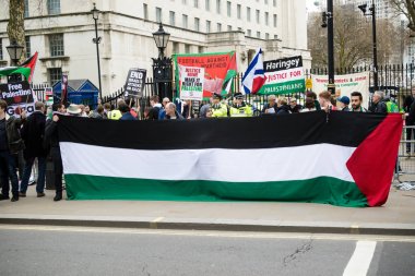 Downing Street dışında merkezi Londra'da Protestocular