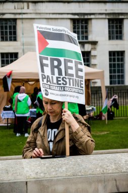 Downing Street dışında merkezi Londra'da Protestocular