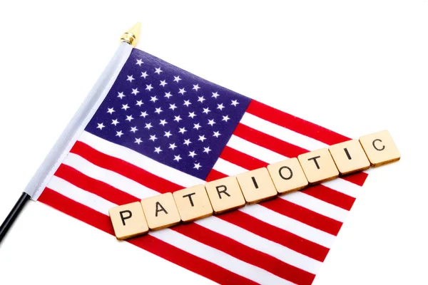 Flag United States Isolated White Background Sign Reading Patriotic — Stock Photo, Image