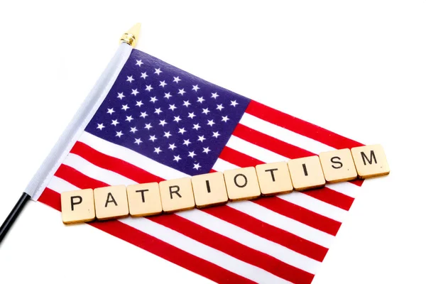 Flag United States Isolated White Background Sign Reading Patriotism — Stock Photo, Image