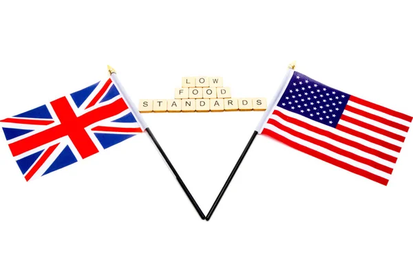 Flags United Kingdom United States Isolated White Background Sign Reading — ストック写真