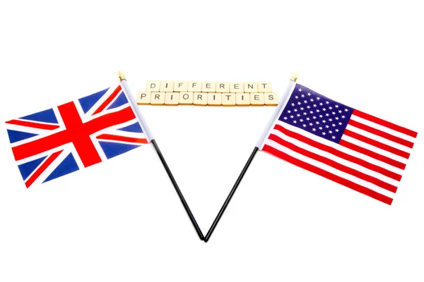 Flags United Kingdom United States Isolated White Background Sign Reading — ストック写真