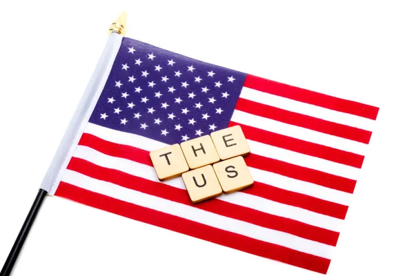 Flag United States Isolated White Background Sign Reading — Stock Photo, Image