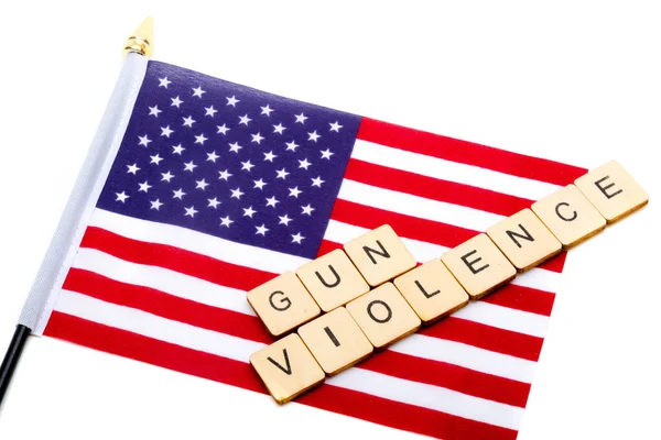 Flag United States Isolated White Background Sign Reading Gun Violence — 图库照片