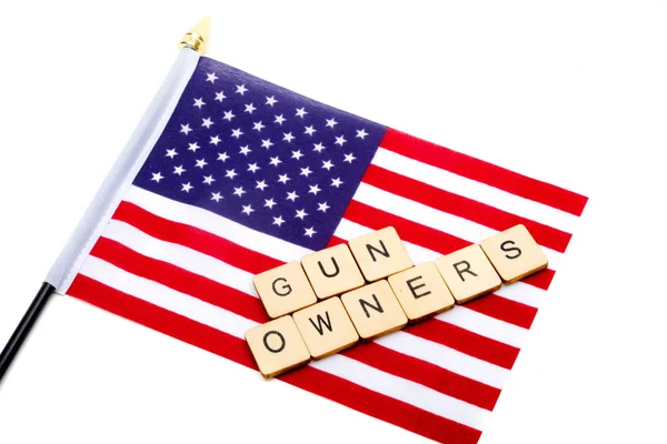 Flag United States Isolated White Background Sign Reading Gun Owners — Stock Photo, Image