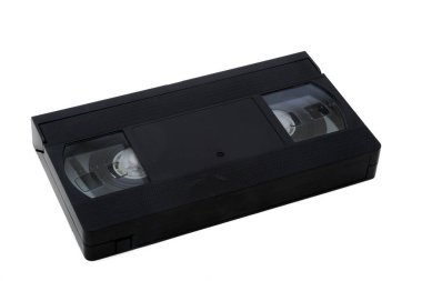 Beyaz arkaplanda izole edilmiş bir Vhs video kaseti