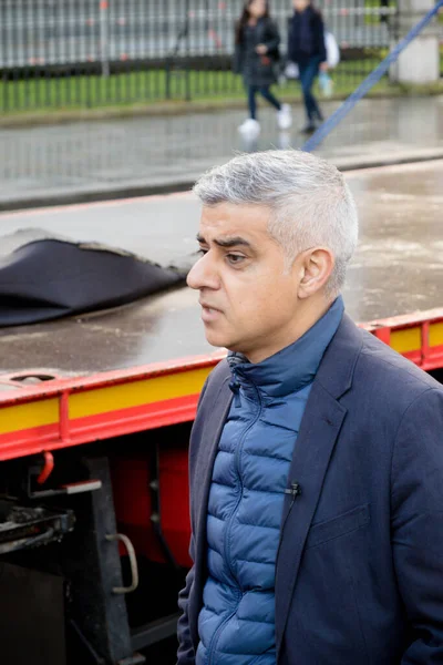 Londyn Wielka Brytania Marca 2020 Burmistrz Londynu Sadiq Khan Przemawia — Zdjęcie stockowe