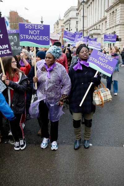 London Vereinigtes Königreich März 2020 Teilnehmer Marsch Für Frauen Von — Stockfoto