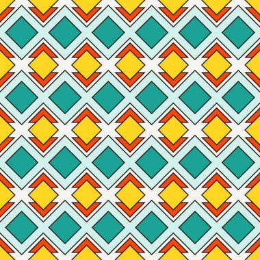 Elmas ve satırları yinelenen arka plan. Geometrik motif. Parlak renkler edikula süsleme ile kesintisiz yüzey deseni.
