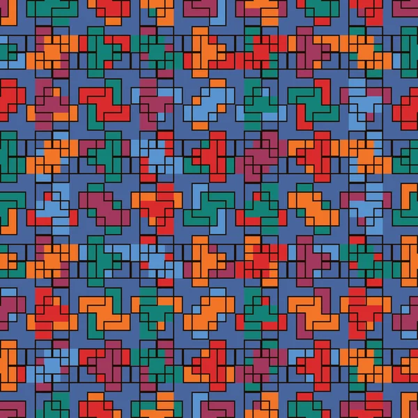 Ripetuto mosaico puzzle creativo. Design geometrico del modello senza soluzione di continuità. Struttura della superficie artistica pixel. Camuffamento contemporaneo — Vettoriale Stock