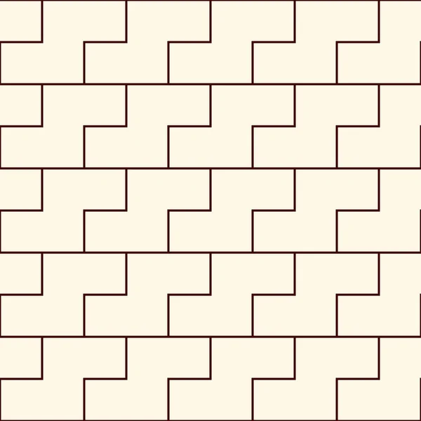 Overzicht naadloze patroon met eenvoudige geometrische sieraad. Herhaalde puzzel mozaïek abstracte achtergrond. — Stockvector