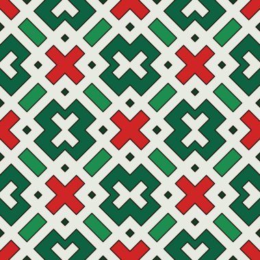 Geometrik şekilli kusursuz desen. Tekrarlanan haçlar süslemeli soyut arka plan. Etnik ve kabile motifi.