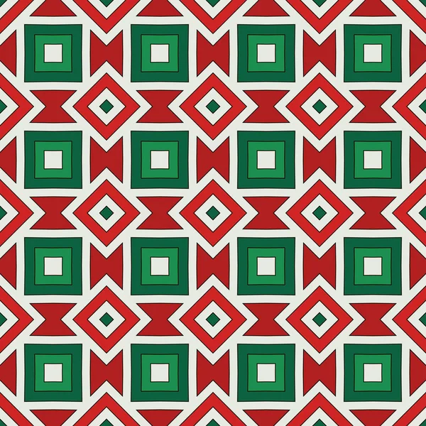 D'origine américaine. Ornement de style africain. Motif ethnique et tribal. Modèle sans couture dans les couleurs de Noël — Image vectorielle