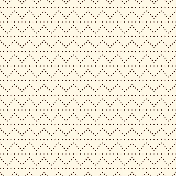 폴카 도트 이음새있는 패턴. 반복 점선 지그재그 줄무늬 텍스처. 둥근 반점 모티프. 미니 서클 추상 벽지 — 스톡 벡터