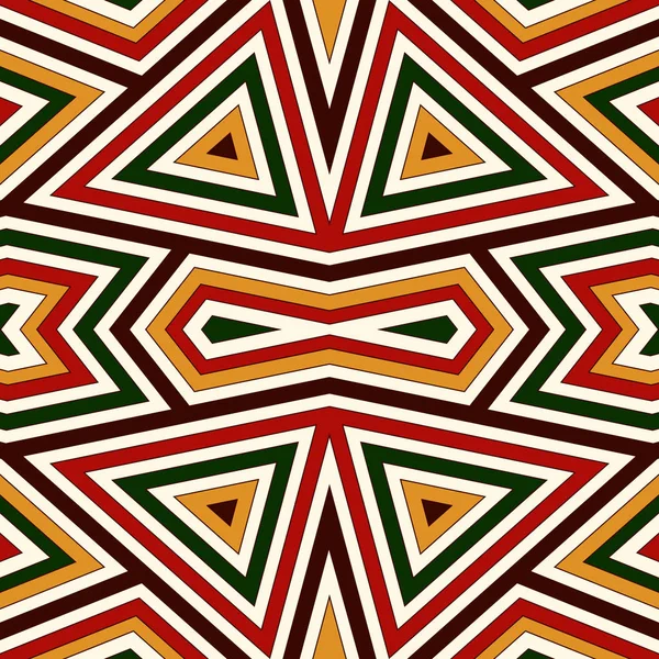 Patrón sin costuras en colores tradicionales navideños. Fondo abstracto ornamental brillante. Motivos étnicos y tribales . — Archivo Imágenes Vectoriales