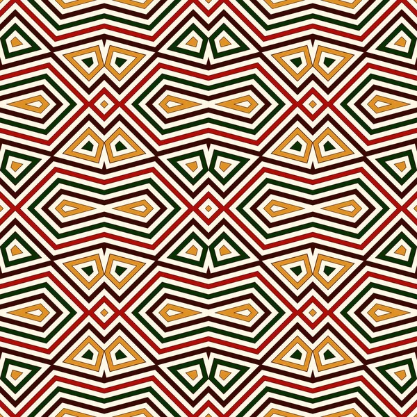 Nahtloses Muster in traditionellen Weihnachtsfarben. hellen ornamentalen abstrakten Hintergrund. Ethnische und Stammesmotive. — Stockvektor