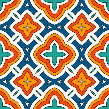 Çiçek motifli, etnik ve pürüzsüz bir model. Klasik parlak renkler soyut arkaplan. Kabile süsü.