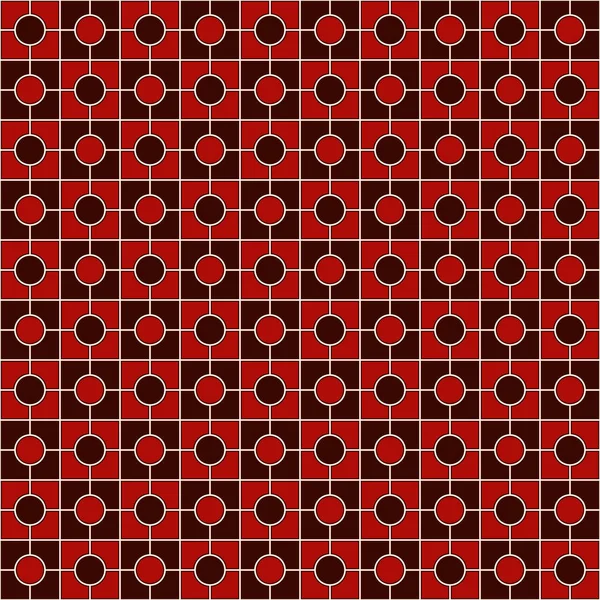 Modello senza cuciture con ornamento geometrico simmetrico. Colore rosso sfondo catena quadrata. Carta da parati mosaico — Vettoriale Stock