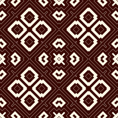 Anahat geometrik figürler ile seamless modeli. Tekrarlanan kareler ve edikula süs arka plan.