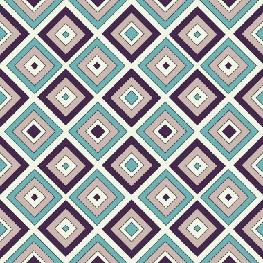 Pırıl pırıl renklerde kusursuz desen. Tekrarlanan kareler ve eşkenarlar parlak süslemeli soyut arkaplan.