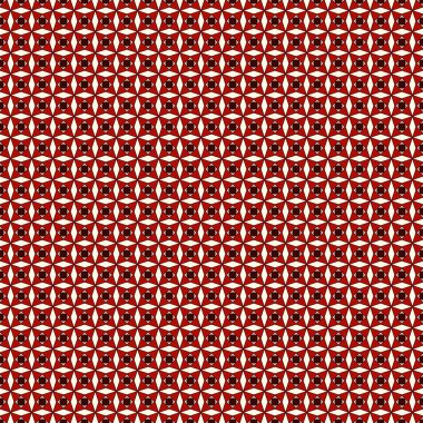 Kırmızı ve beyaz renkler, tekrarlayan yıldızların şekillendirildiği kusursuz desenler. Basit geometrik süs. Modern stil dokusu.