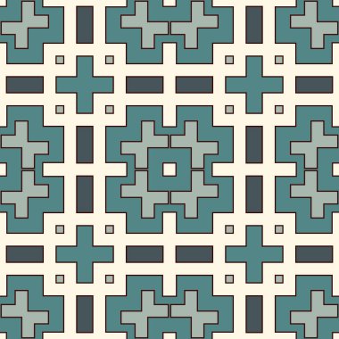 Tekrarlanan geometrik formlar ile mavi seamless modeli. Süs arka plan. Etnik ve kabile motifleri.