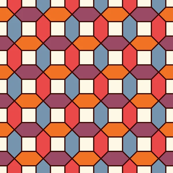 Colori vivaci ripetute piastrelle esagonali mosaico carta da parati. Modello di superficie senza cuciture con stampa geometrica contemporanea brillante . — Vettoriale Stock