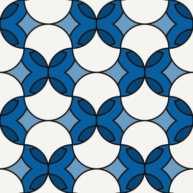 Çiçek mozaik fayans süsü. Etnik, kabile geçmişi. Süslü, pürüzsüz yüzey deseni. Tekrarlanan soyut çiçekler