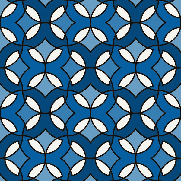 Ornamento mosaico de azulejos florales. Étnico, antecedentes tribales. Patrón de superficie sin costura ornamental. Flores abstractas repetidas — Vector de stock