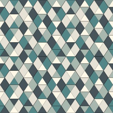 Kusursuz desenli, mozaik camlı. Tekrarlanan üçgenlerle çağdaş yazdırma. Modern geometrik arkaplan.