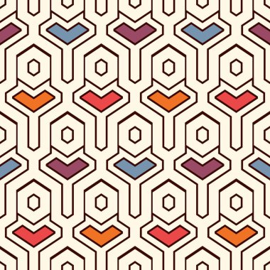 Etnik, pürüzsüz yüzey deseni. Tekrarlanan iç içe geçmiş geometrik