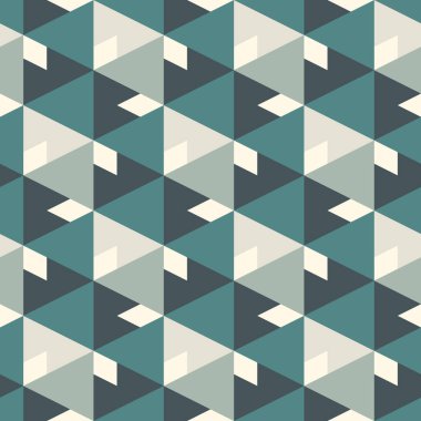Çağdaş geometrik desen. Tekrarlanan üçgen süslemesi. Modern jeo soyut arkaplan. Kusursuz yüzey tasarımı. Mozaik duvar kağıdı. Dijital kağıt, tekstil baskısı. Vektör illüstrasyonu