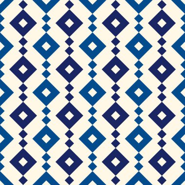 Etnik, kabilesel, pürüzsüz yüzey deseni. Tekrarlanan elmaslar ve eşkenar dörtgen motifler. Halkın geçmişi. Folklorik duvar kağıdı. Geometrik süs. Coğrafi dijital kağıt, tekstil baskısı. Vektör sanatı