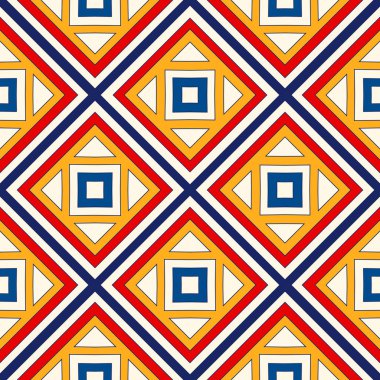 Simetrik geometrik süsleme ile Seamless modeli. Parlak arka plan.