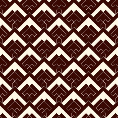 Oklar, pullar, pürüzsüz desen. Etnik, kabile baskısı. Squama, semboller. Tekrarlanan ok başı, üçgen şekilli arka plan. Amerikan yerlilerinin dekoratif duvar kağıtları. Vektör soyut dijital kağıt