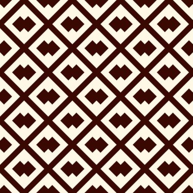 Elmas şebeke kusursuz desen. Etnik, kabilenin yüzey izleri. Geometrik süs. Tekrarlanan eşkenar dörtgen arka plan. Süslü duvar kâğıdı. Coğrafi vektör soyut çizimi