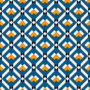 Elmas şebeke kusursuz desen. Etnik, kabilenin yüzey izleri. Geometrik süs. Tekrarlanan eşkenar dörtgen arka plan. Süslü duvar kâğıdı. Coğrafi vektör soyut çizimi