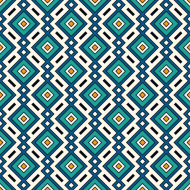 Etnik, kabilesel, pürüzsüz yüzey deseni. Tekrarlanan elmaslar ve eşkenar dörtgen motifler. Halkın geçmişi. Folklorik duvar kağıdı. Geometrik süs. Coğrafi dijital kağıt, tekstil baskısı. Vektör sanatı