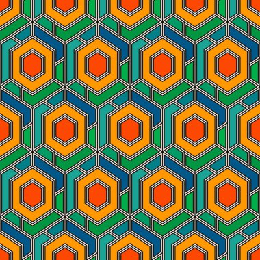 Çağdaş bal peteği geometrik deseni. Tekrarlanan altıgen süsü. Modern mozaik arka plan. Kusursuz yüzey soyut tasarımı. Geo duvar kağıdı. Dijital kağıt, tekstil baskısı. Vektör sanatı
