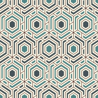 Çağdaş bal peteği geometrik deseni. Tekrarlanan altıgen süsü. Modern mozaik arka plan. Kusursuz yüzey soyut tasarımı. Geo duvar kağıdı. Dijital kağıt, tekstil baskısı. Vektör sanatı
